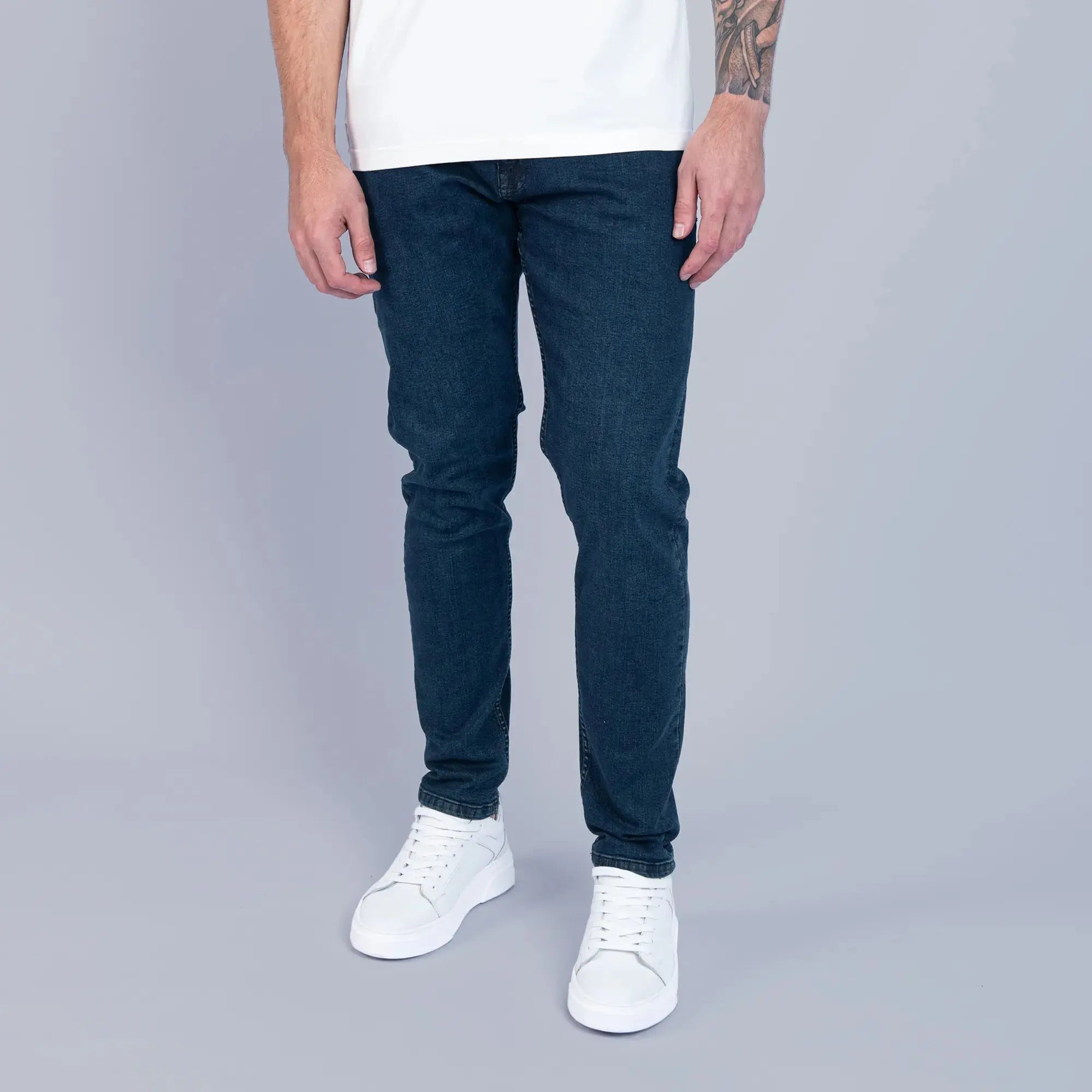 Essential Dark Wash Slim Tapered Jeans - FADE
