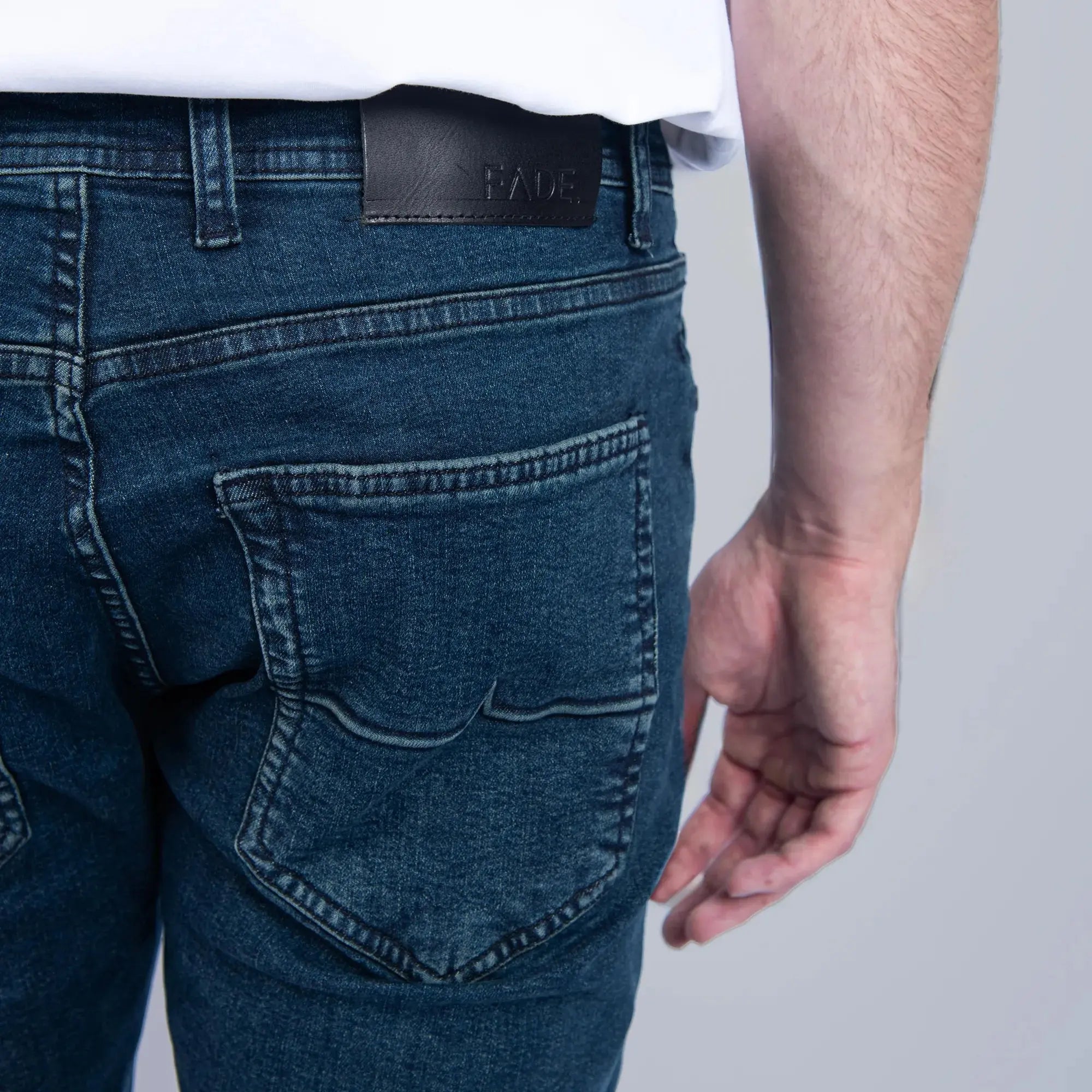 Essential Dark Wash Slim Tapered Jeans - FADE