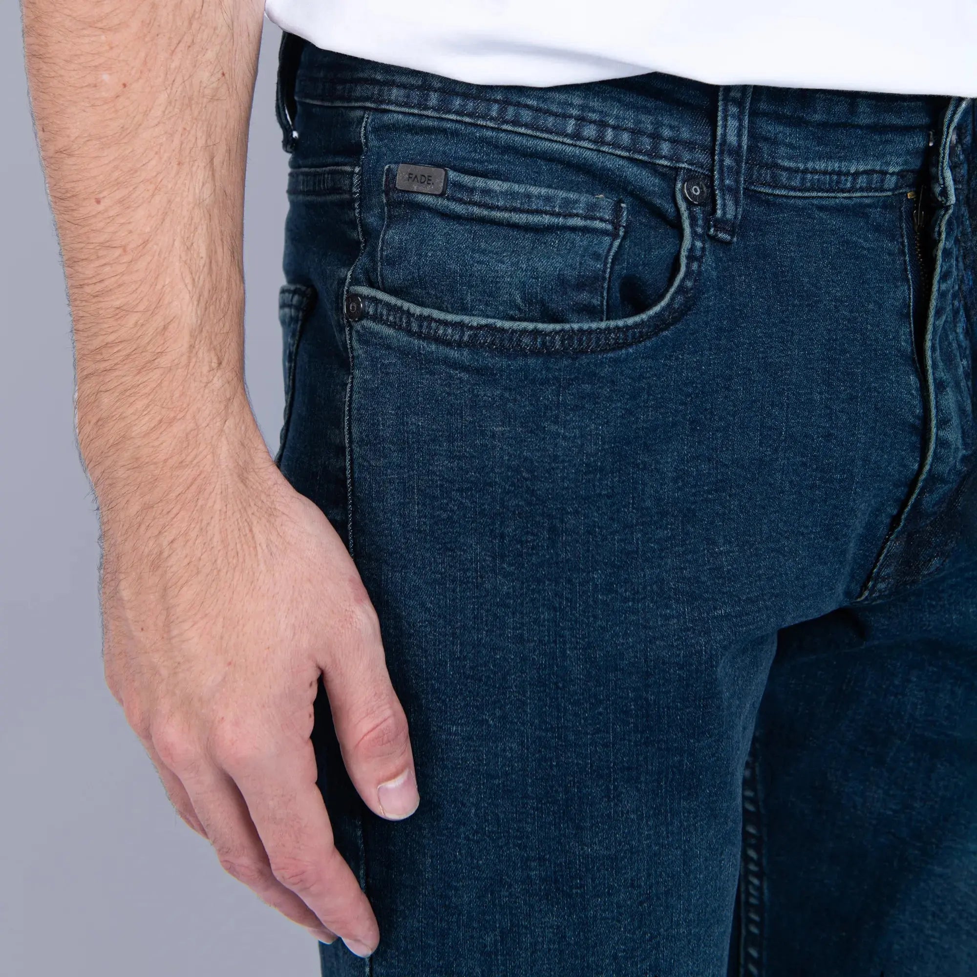 Essential Dark Wash Slim Tapered Jeans - FADE
