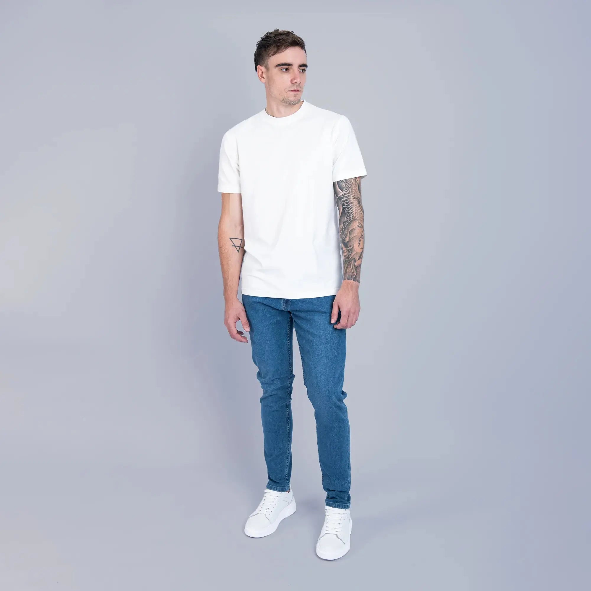 Essential Mid Wash Slim Tapered Jeans - FADE