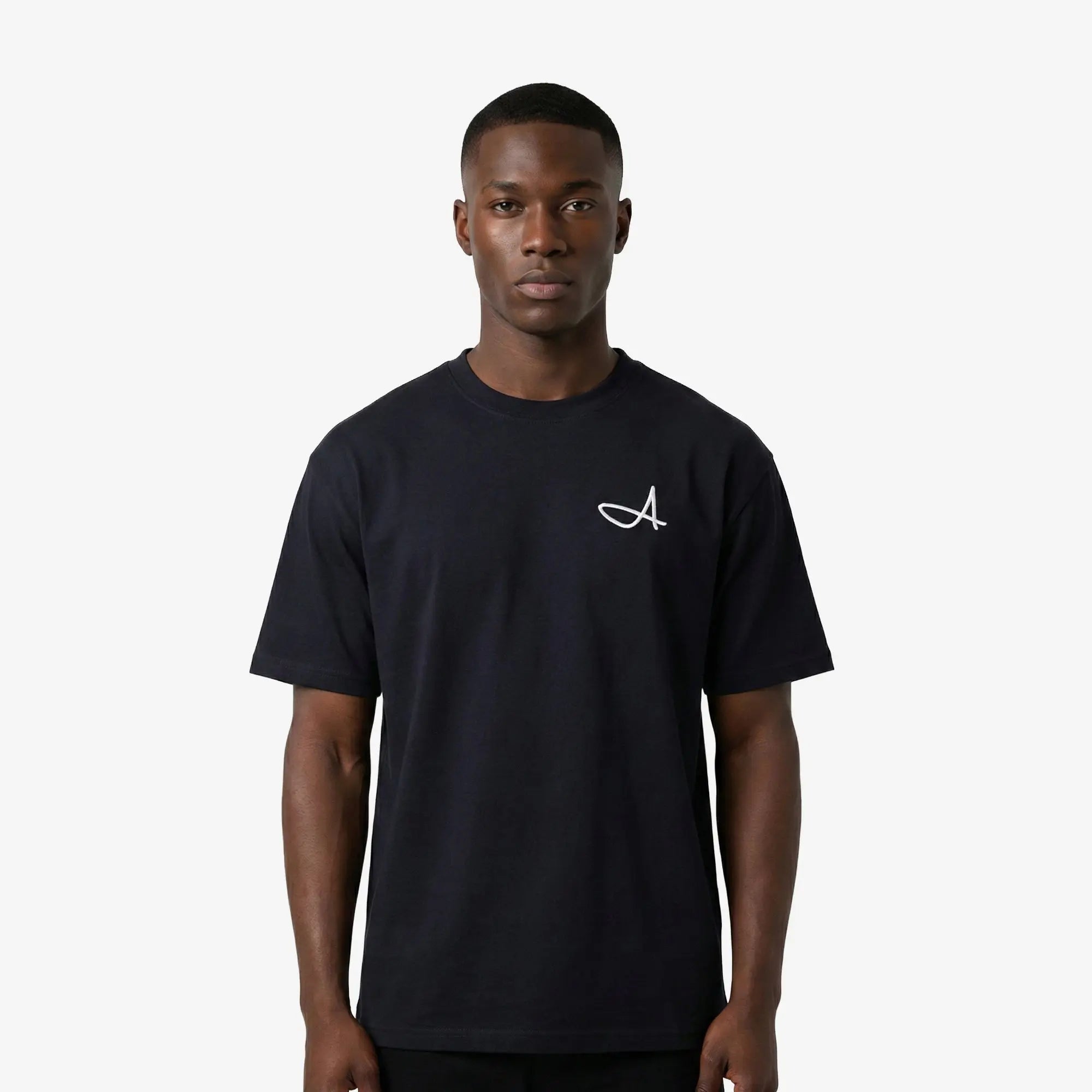 Signature A Boxy T-Shirt Navy - FADE