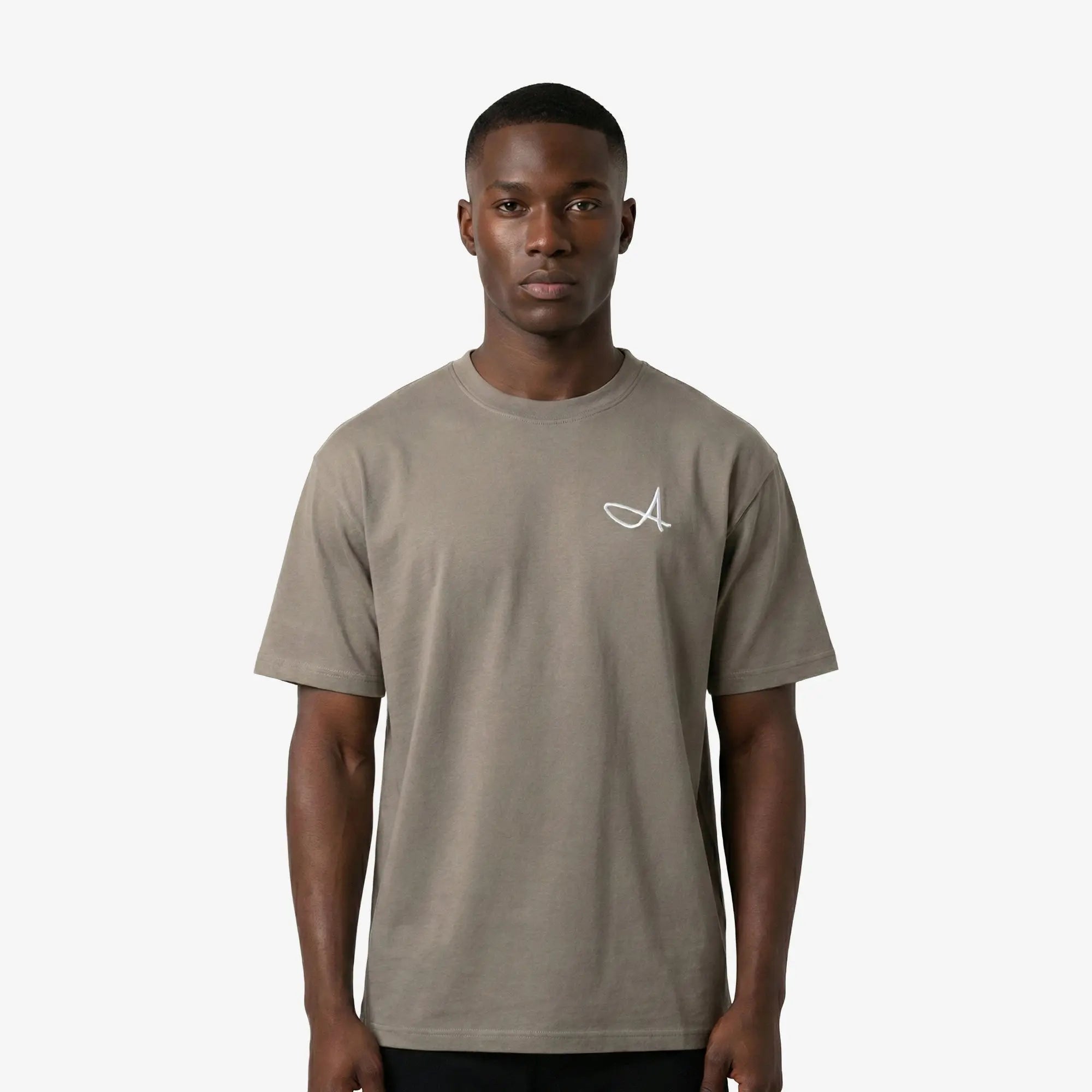 Signature A Boxy T-Shirt Taupe - FADE