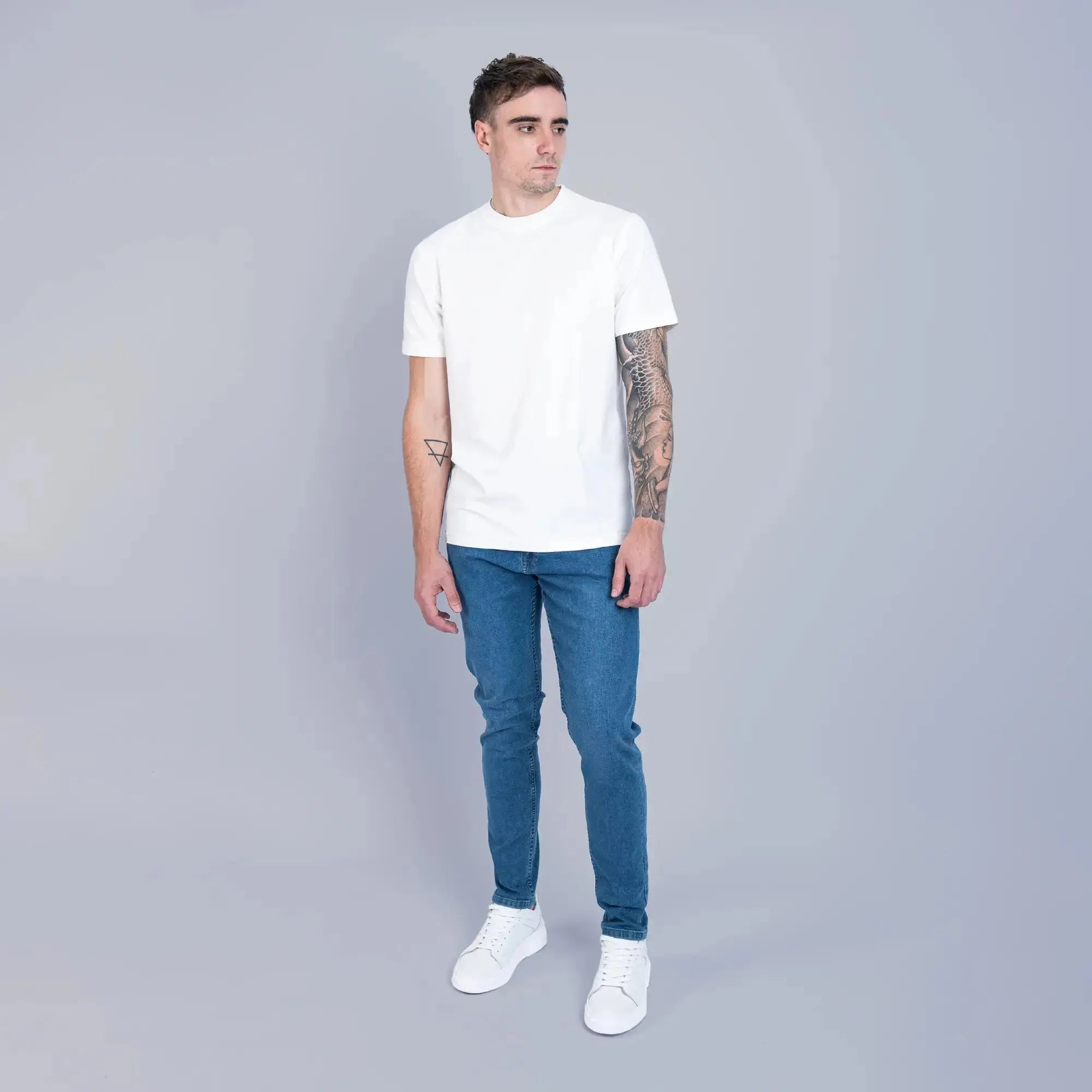 Essential Mid Wash Slim Tapered Jeans - FADE