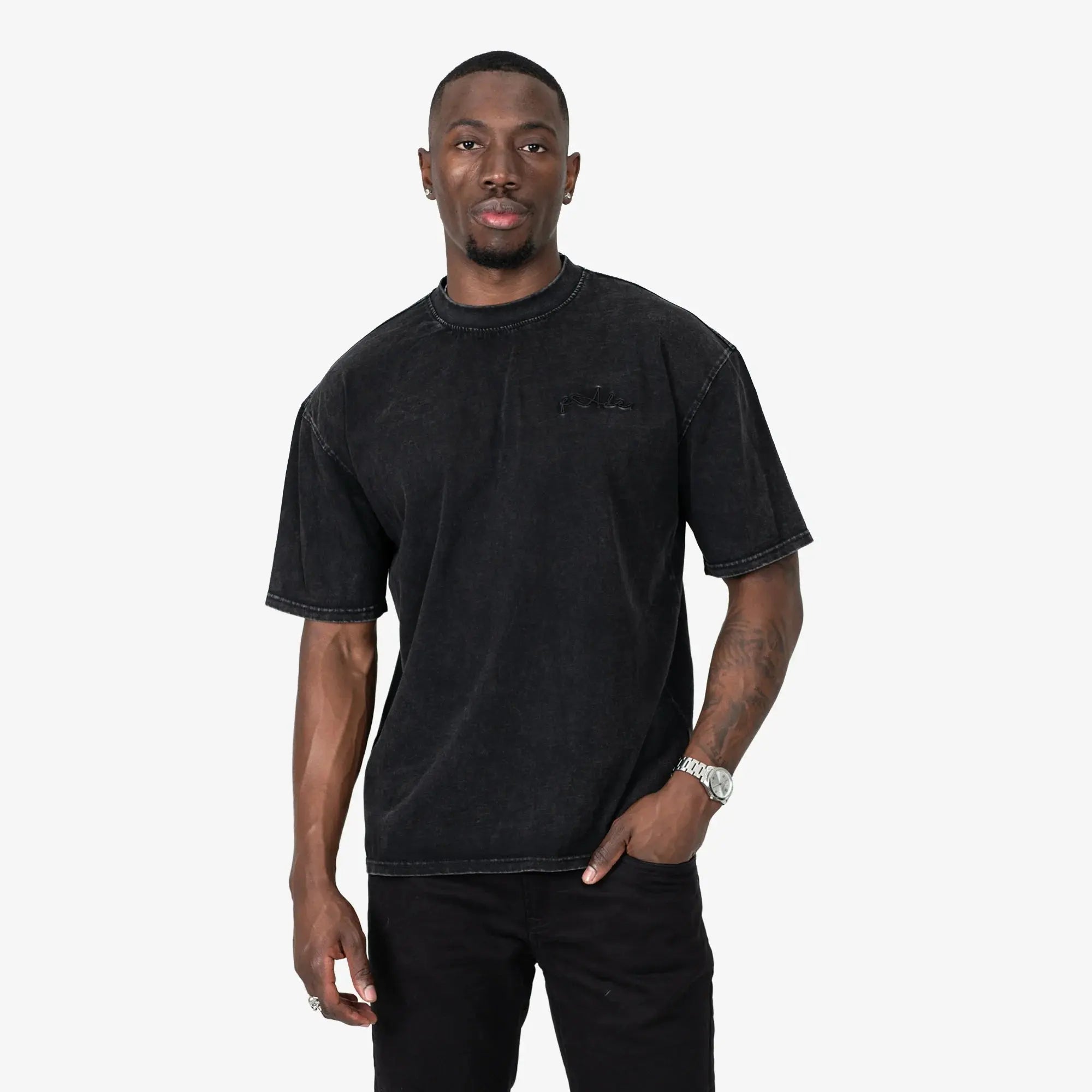 Signature Washed Boxy Fit T-Shirt Grey - FADE