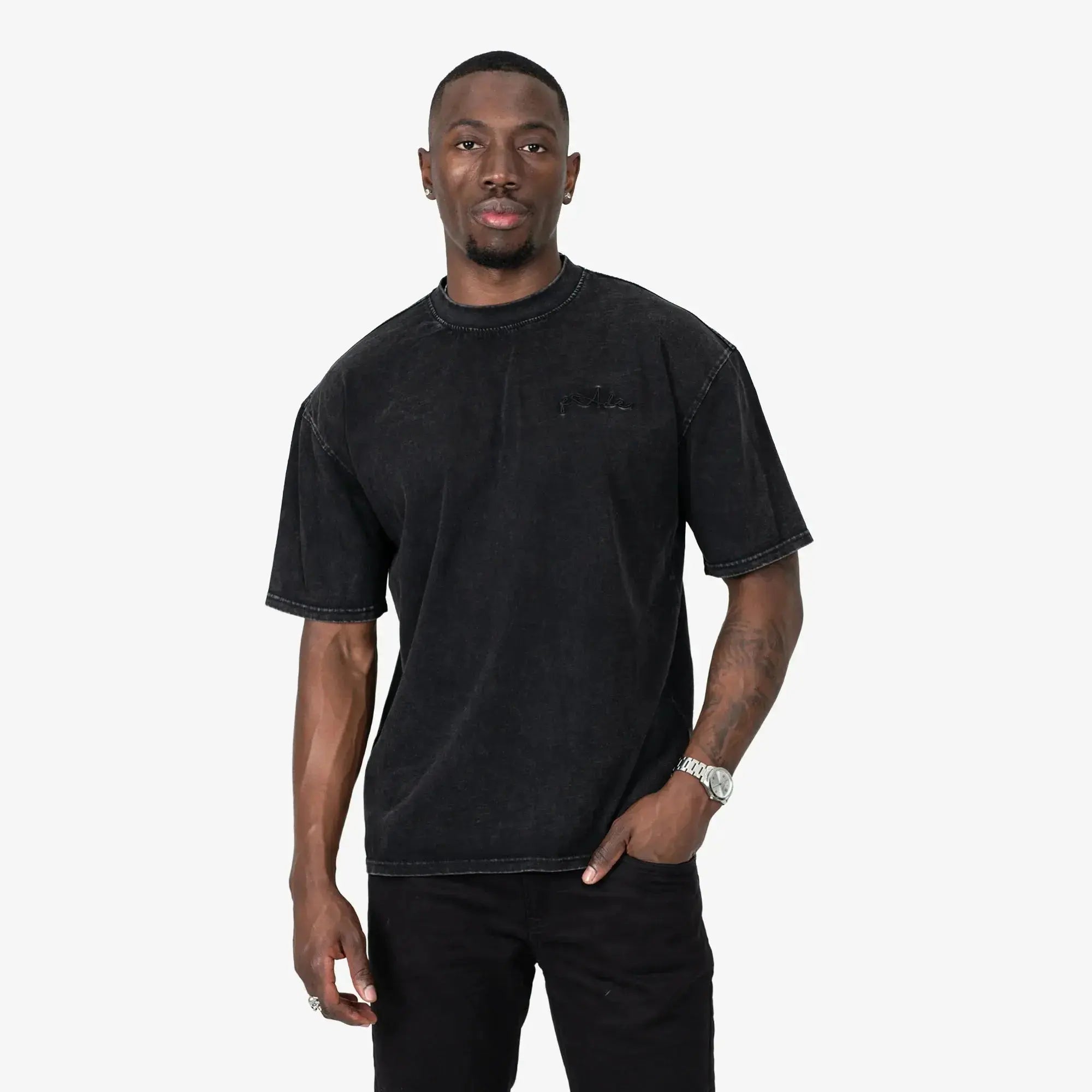 Signature Washed Boxy Fit T-Shirt Grey - FADE