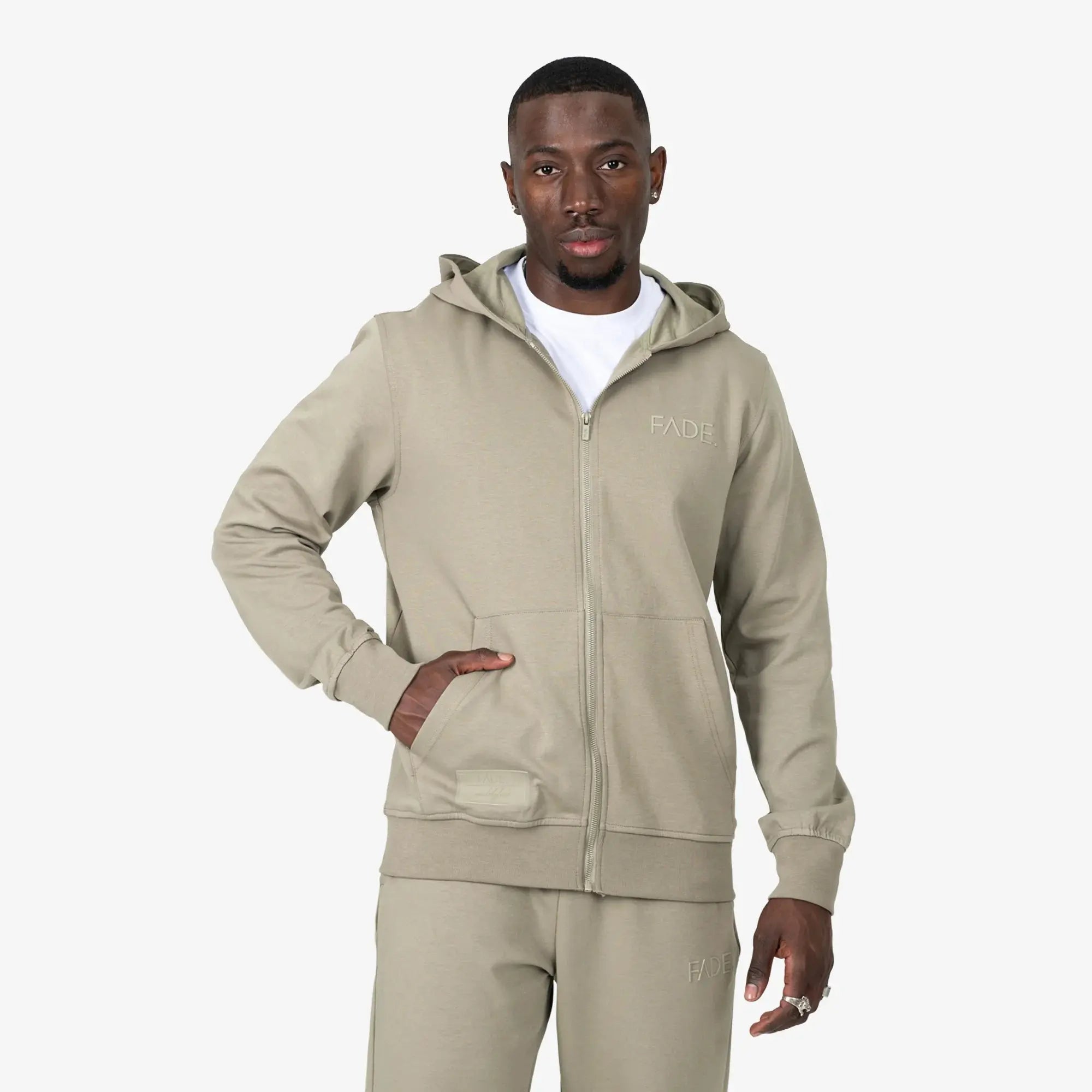 Essential Zip Hooded Sweatshirt Taupe - FADE