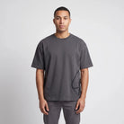 FT070 Signature Side Print Relaxed Fit T-Shirt in grey. This comfortable t-shirt features a distinctive black cord-like