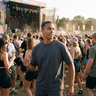 FT070 Signature Side Print Relaxed Fit T-Shirt in dark grey. Features a unique abstract print on the side and a classic crew