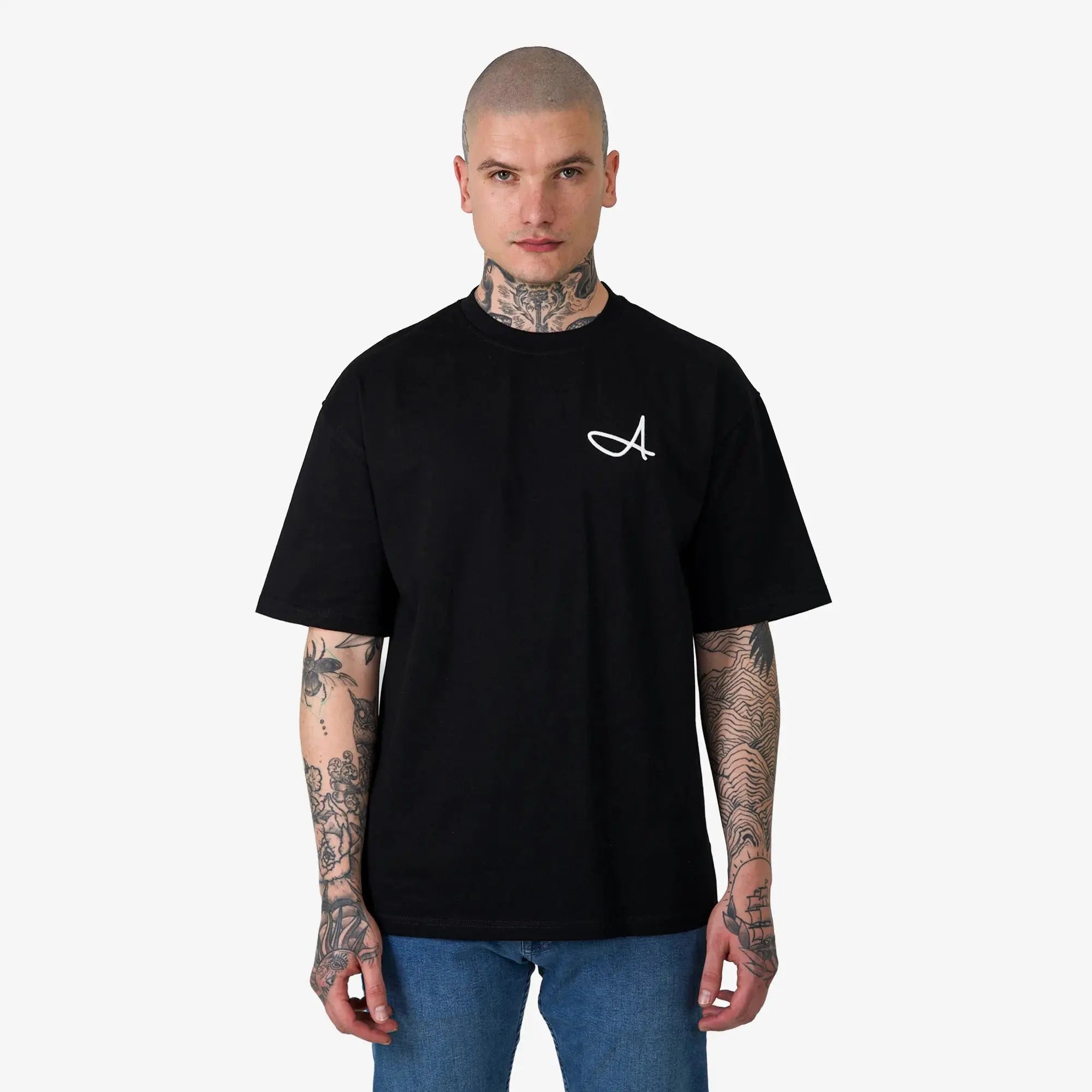 Signature A Relaxed Fit T-Shirt Black - FADE