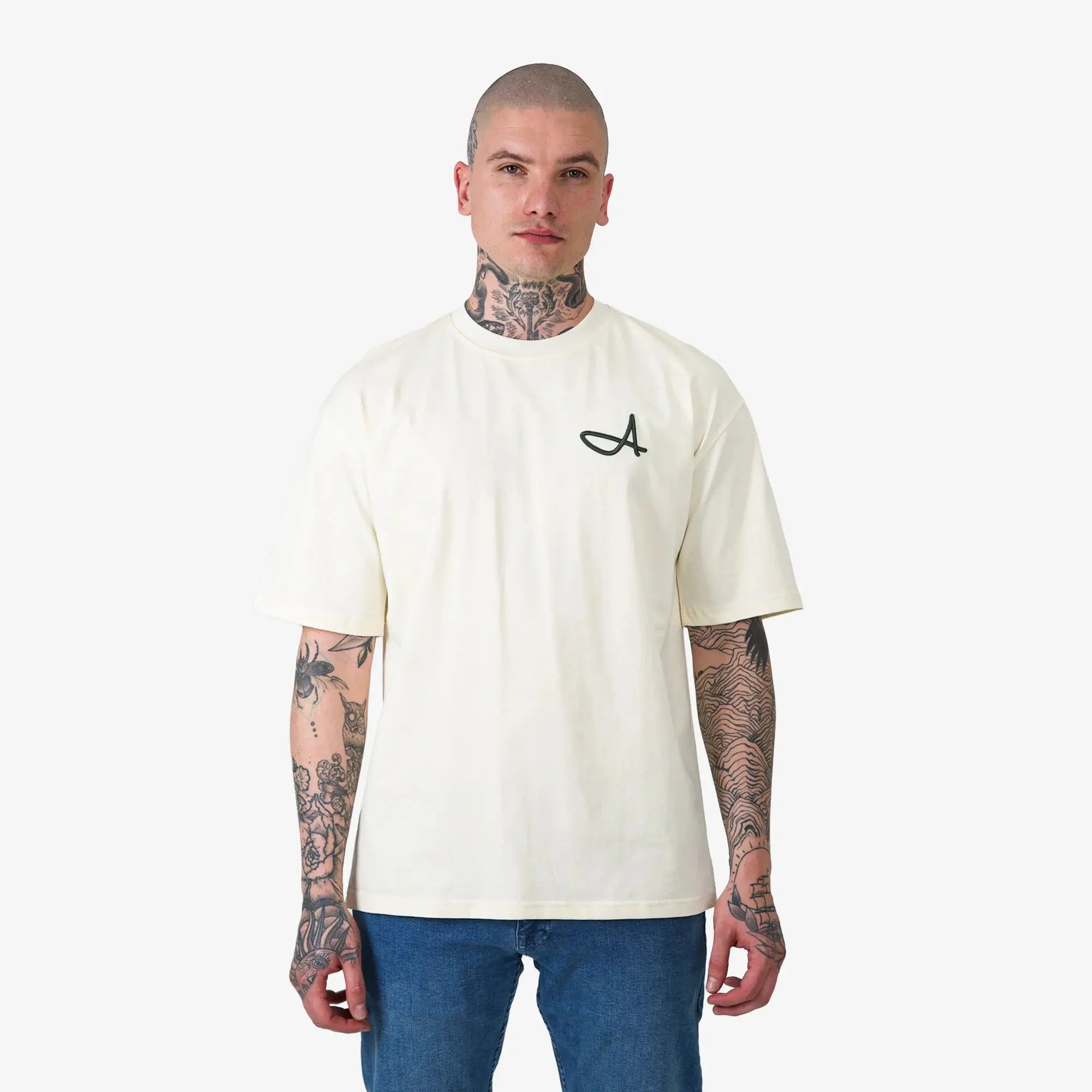 Signature A Relaxed Fit T-Shirt Off-White - FADE