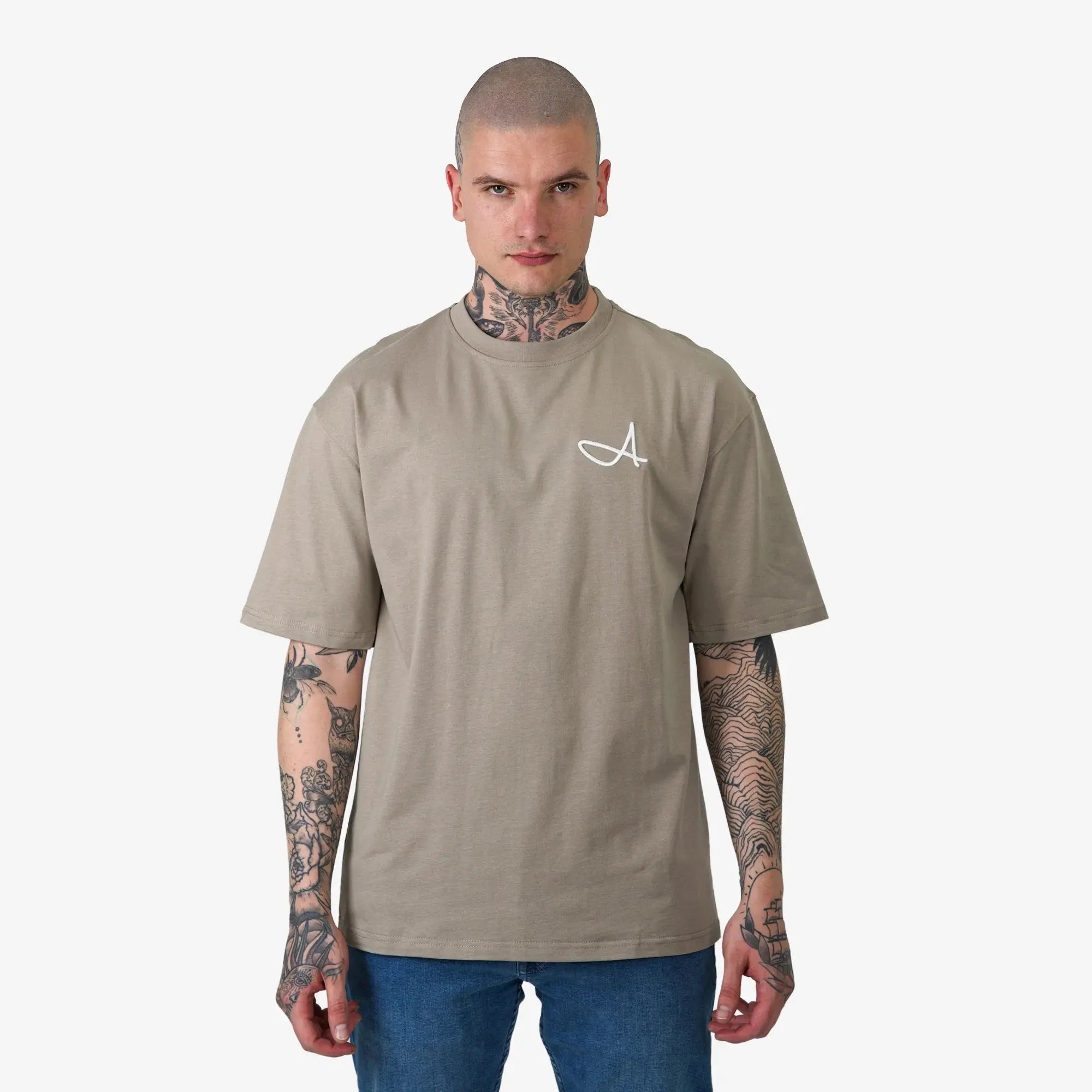 Signature A Relaxed Fit T-Shirt Taupe - FADE